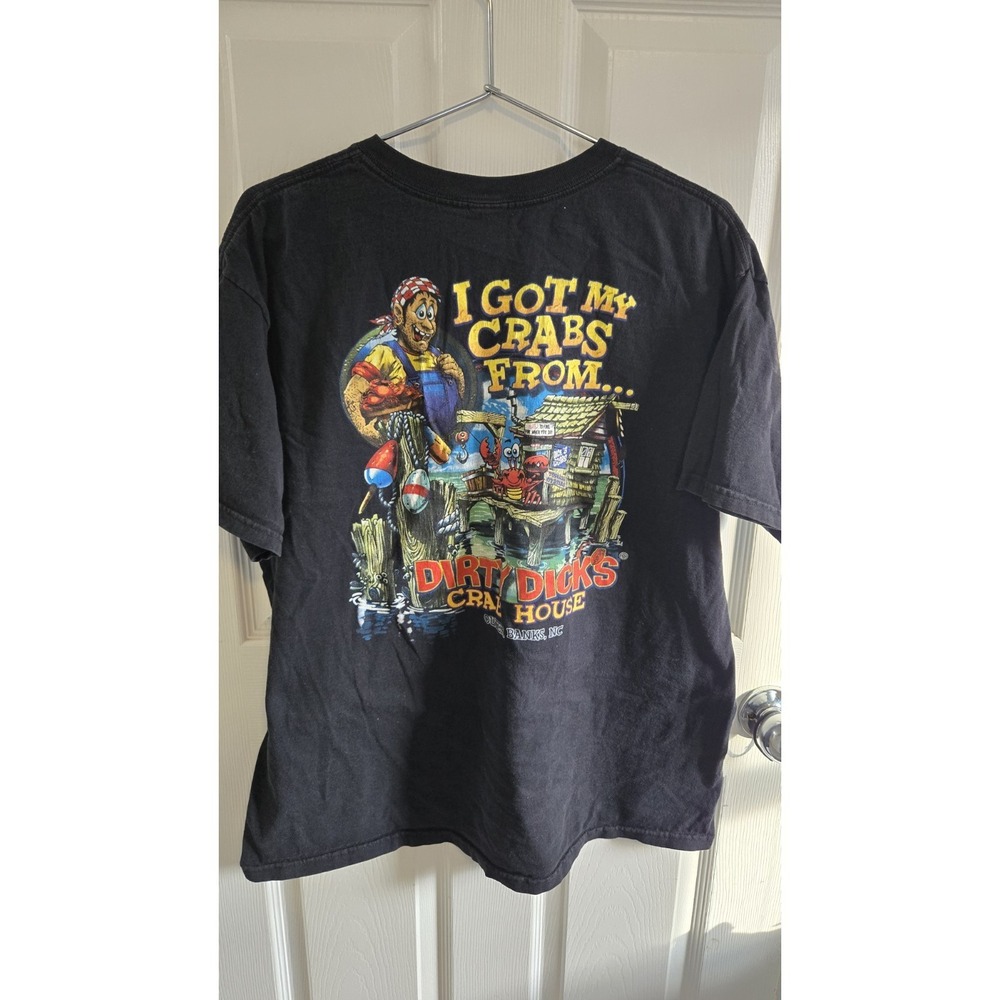 Dirty Dicks Crab House Outer Banks NC Graphic T Shirt XL Black Tourist Tee - Picture 4 of 6